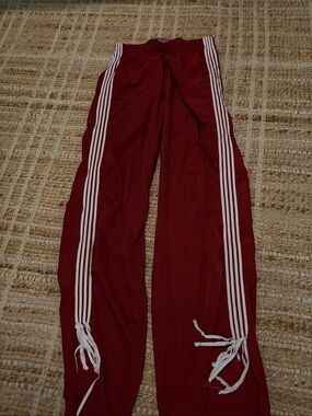 Edikted Burgundy Track Joggers with White Stripes